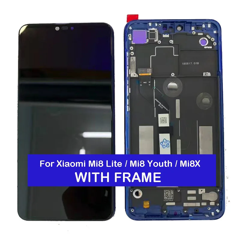 С рамкой для Xiaomi Mi8 Lite Youth Mi8X ЖК-экран + сенсорный экран дигитайзер в сборе черный