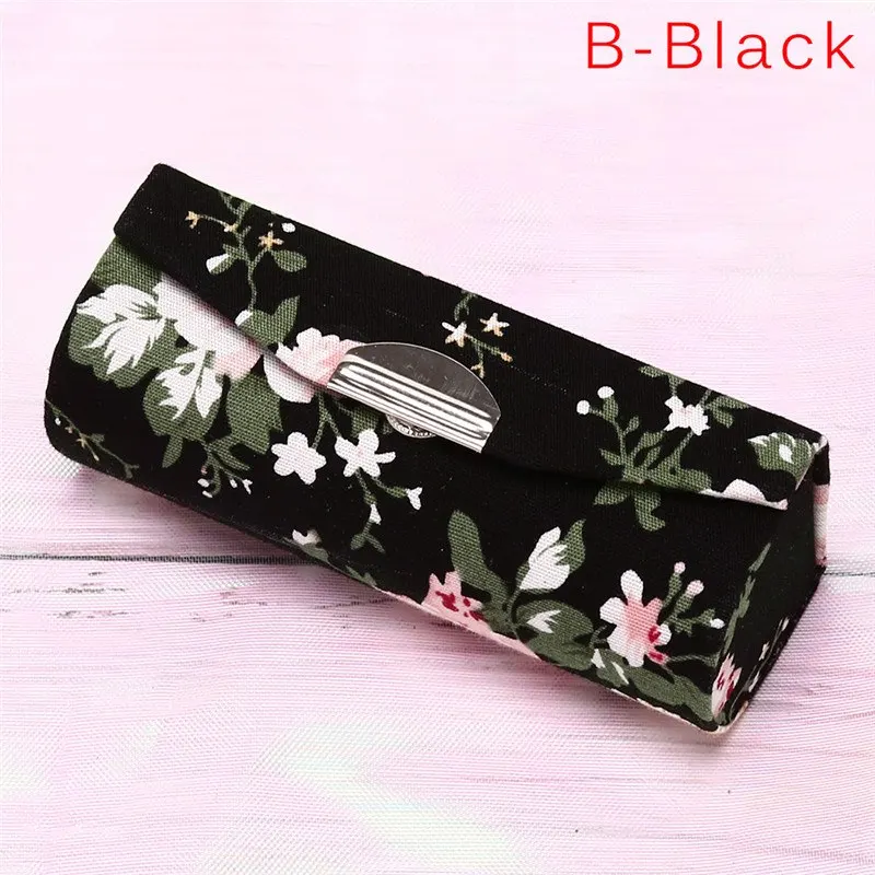 B-black Косметички с зеркалом для женщин, коробка для хранения косметики, коробка для помады с цветочным принтом, одна помада, чехол для хранения - Цвет: B-black