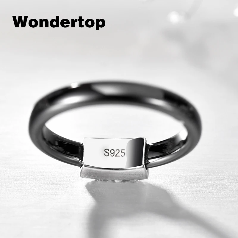 Wondertop Аутентичные стерлингового серебра 925 Роскошный Черный Керамика кольцо с