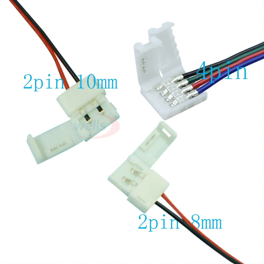 10 шт. 8 мм 2pin и 4pin одноголовочный Соединительный кабель для 5050 RGB светодиодный