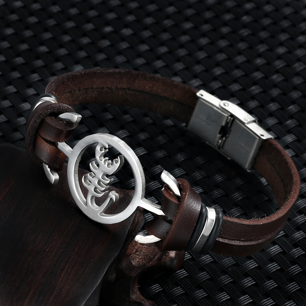 Liujun бренд Нержавеющая сталь с Пояса из натуральной кожи браслет Браслеты Для