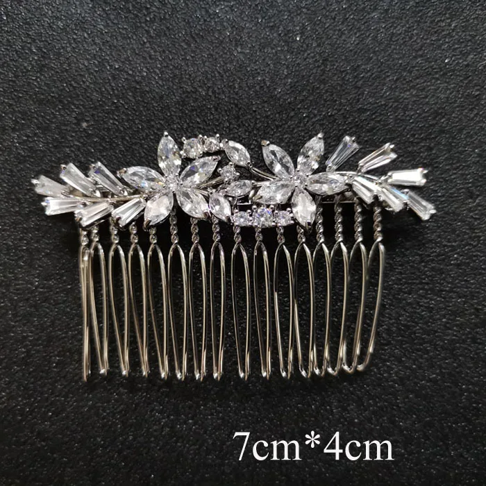 681 Silver SLBRIDAL роскошный модный Шарм Мода зубец Установка кубического циркония свадебные расческа для волос свадебные женские украшения для девочек аксессуары для волос - Окраска металла: 681 Silver