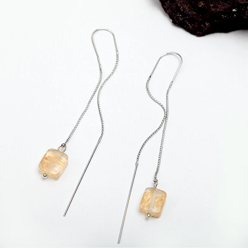Дикий и свободный женский желтый натуральный камень висячие серьги в ретро стиле
