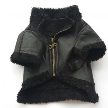 black Зимняя теплая одежда для домашних животных из мягкой искусственной кожи, пальто для маленьких Йоркских собак, ветронепроницаемые меховые куртки для щенков, чихуахуа - Цвет: black