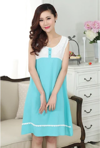 100% Бренд Женщин хлопка рубашка без рукавов ночную рубашку шею над коленом