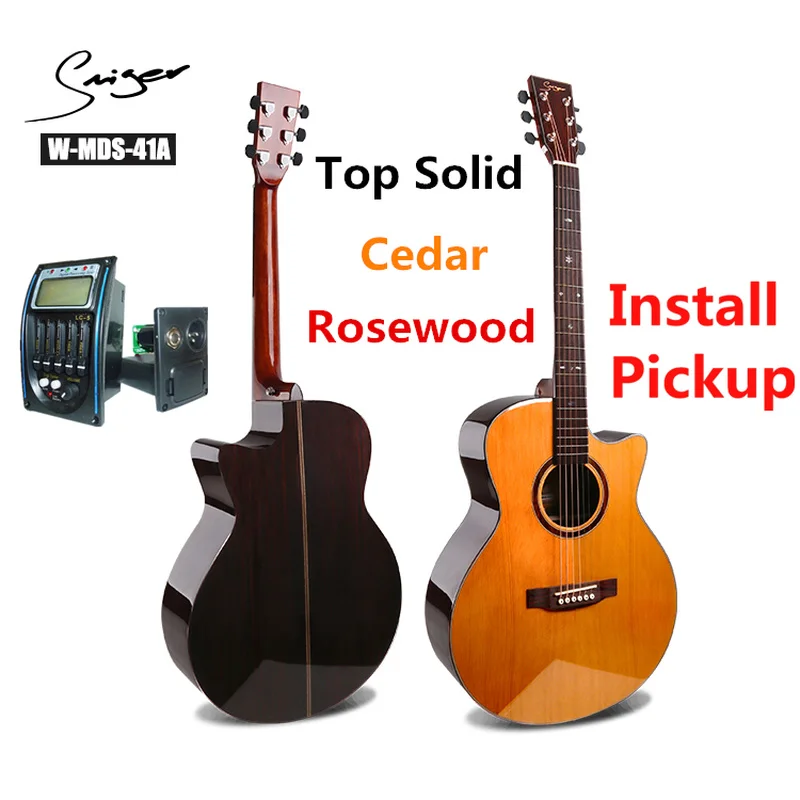 

Guitar Solid Cedar Rosewood Electric Steel-String 40 Inches A-Body Guitarra 6 Strings Folk Pop Cutaway Guitars Install Pickup