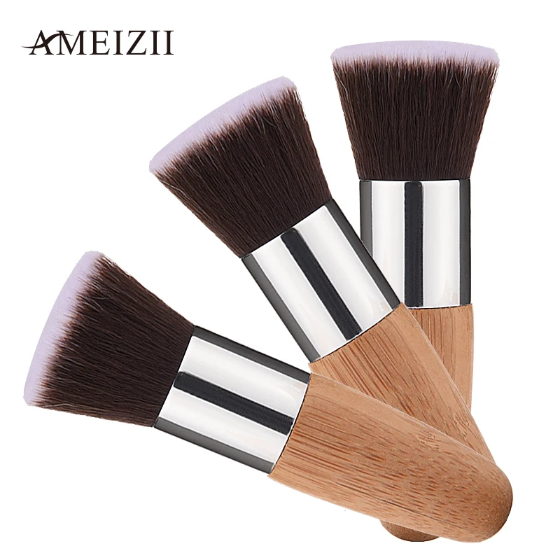 AMEIZII 1 шт. бамбуковые Кисточки для макияжа портативная плоская кисть румян