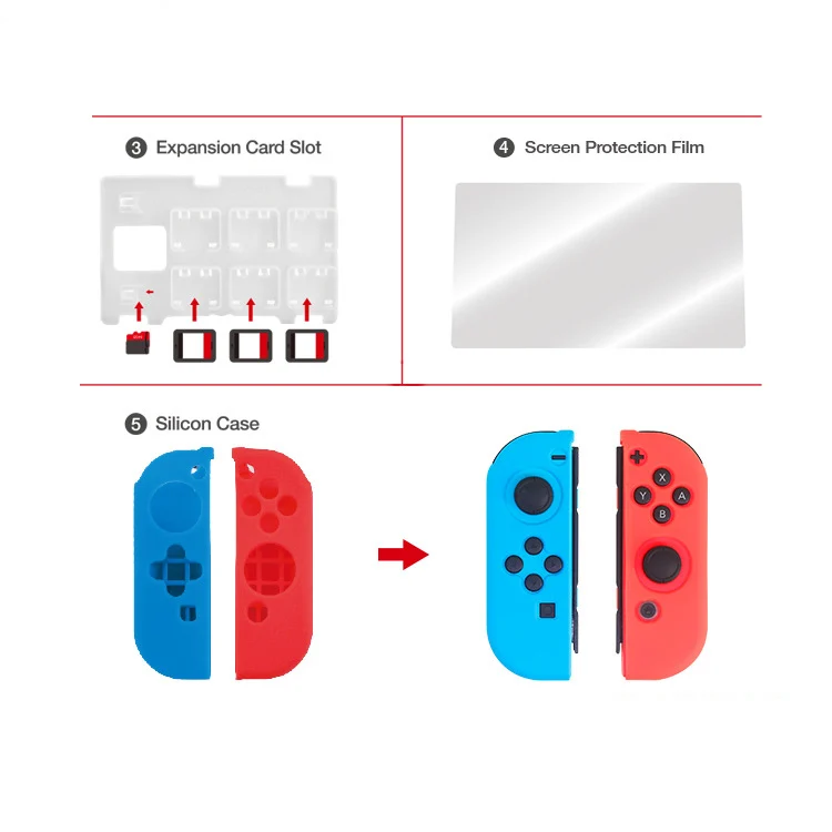 Защитный комплект Nintendo Switch коробка для хранения + слот карты расширения рукоятка