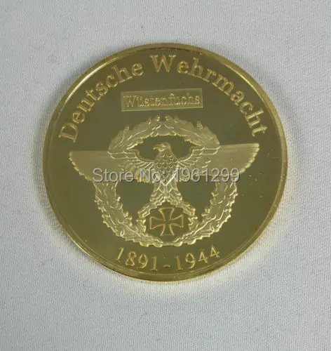 1 Oz999 Золотой плакированный монета Commander Erwin Rommel монета с военной символикой, 20 шт./лот на заказ немецкая монета