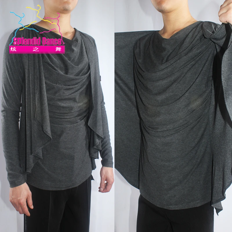 

Футболка мужская для латиноамериканских танцев, модная профессиональная тренировочная рубашка, одежда для акробатики, топ для выступлений...