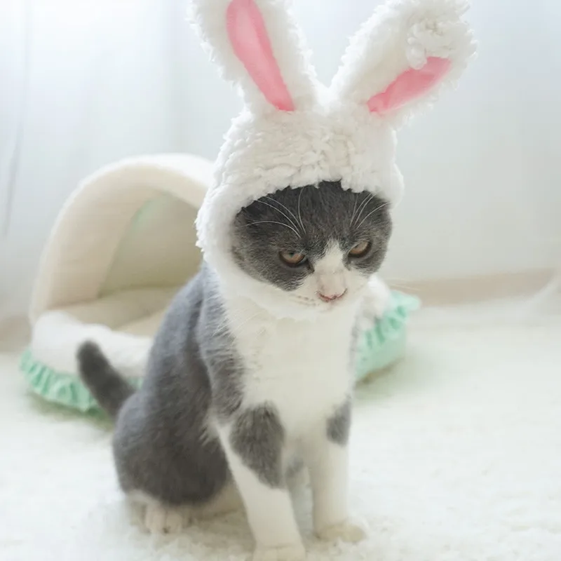Dog Pet Bunny Rabbit Ears for Cat Small Dogs Kitten Party Easter Halloween Costume Outfits Hat Headband Neck Ear Warmer | Дом и сад