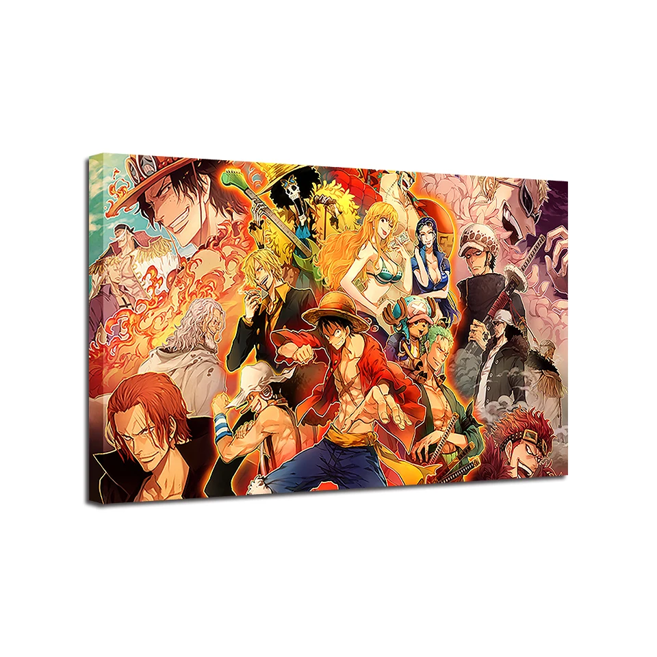 Холст картины на стену рамки домашний декор 1 шт./шт. Аниме one piece картины гостиная HD Печать Обезьяна D Луффи плакат