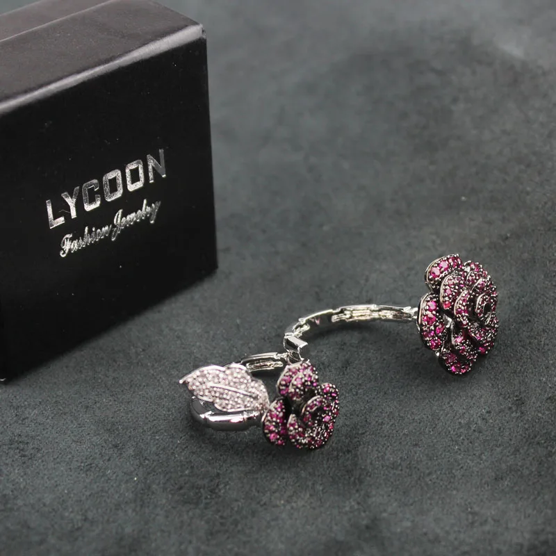 LYCOON новые элегантные розы цветы обручальные кольца зубец Установка круглая Роза
