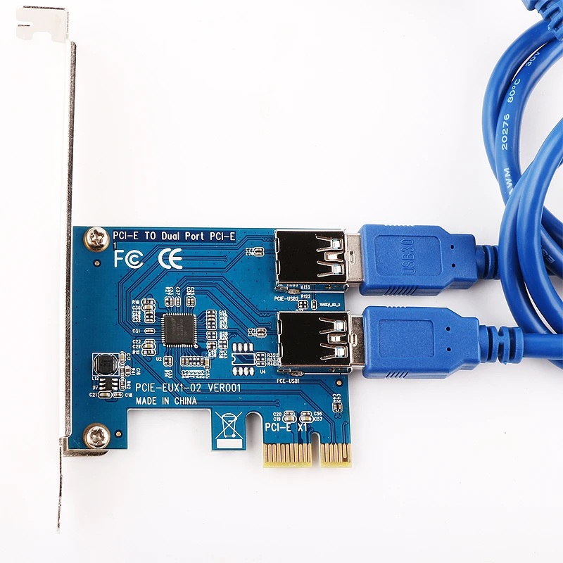 Плата адаптера Райзера Ubit PCI E Rabbet Ethernet Mining 2 в 1 плата к 1X разъему 16X с кабелем