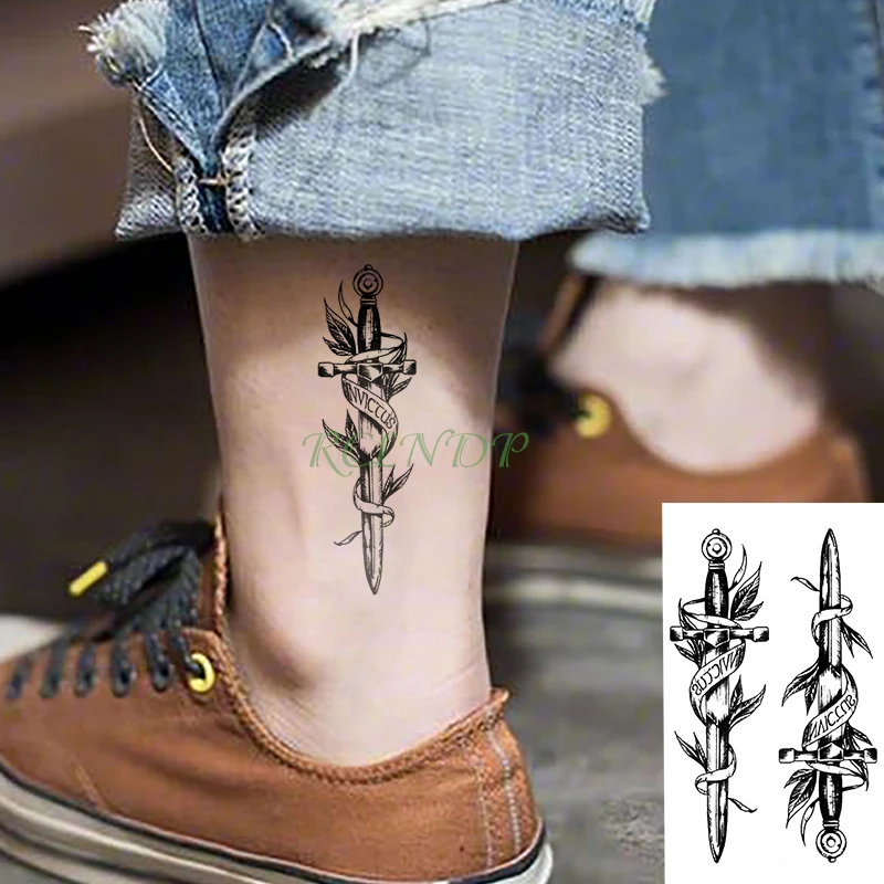 

Водостойкая Временная тату-наклейка, кинжал, нож, якорь, флэш-тату, искусственная татуировка на руку, на запястье, ножка для девушек, мужчин и...