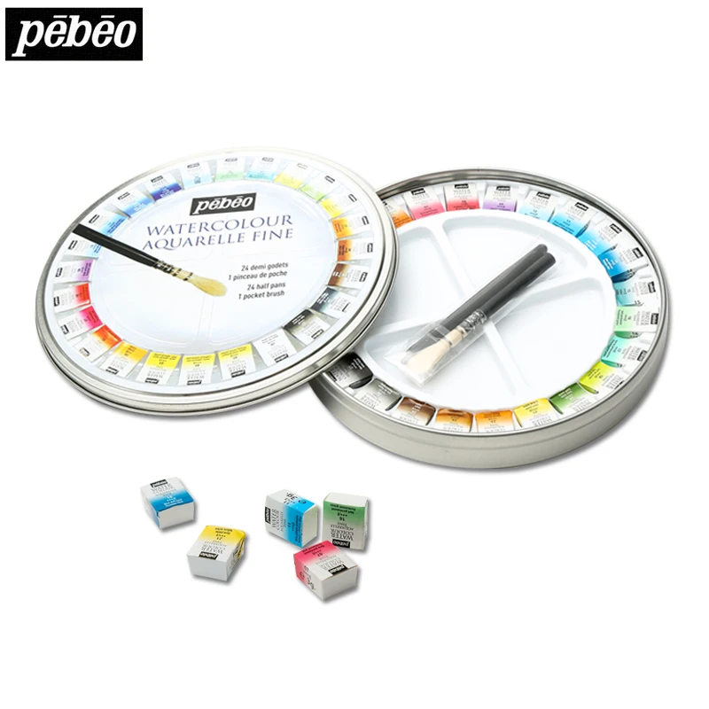 Pebeo 12/24 Цвет s одноцветное акварельные краски кисти для акварели пигмент круглая