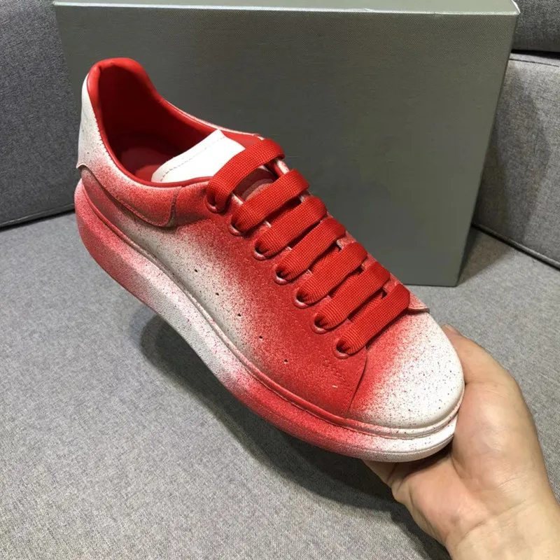 Роскошные туфли женские белые граффити дизайнерские на шнуровке кроссовки с