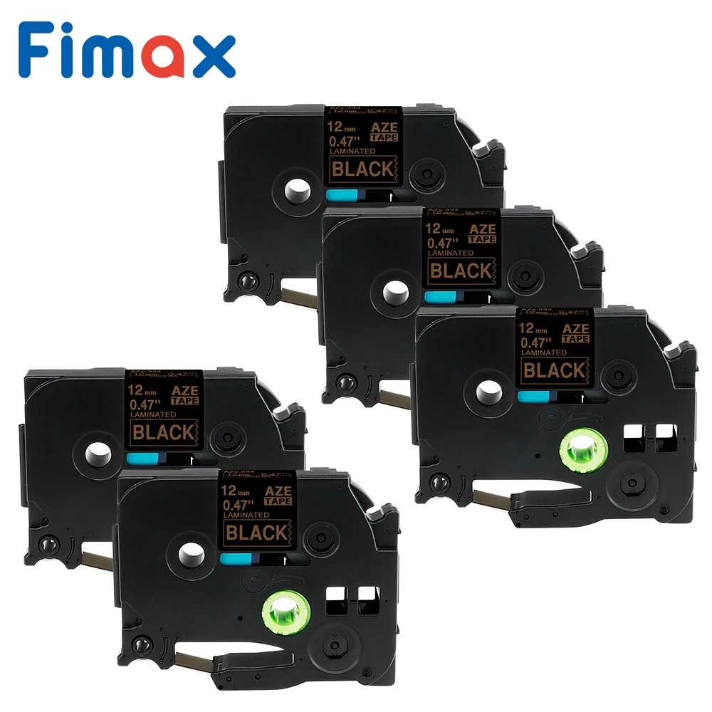 Fimax 5 шт. Совместимость для Brother P touch Label TZe334 TZ 334 12 мм Gold on Black Maker Printer Tze | Компьютеры и
