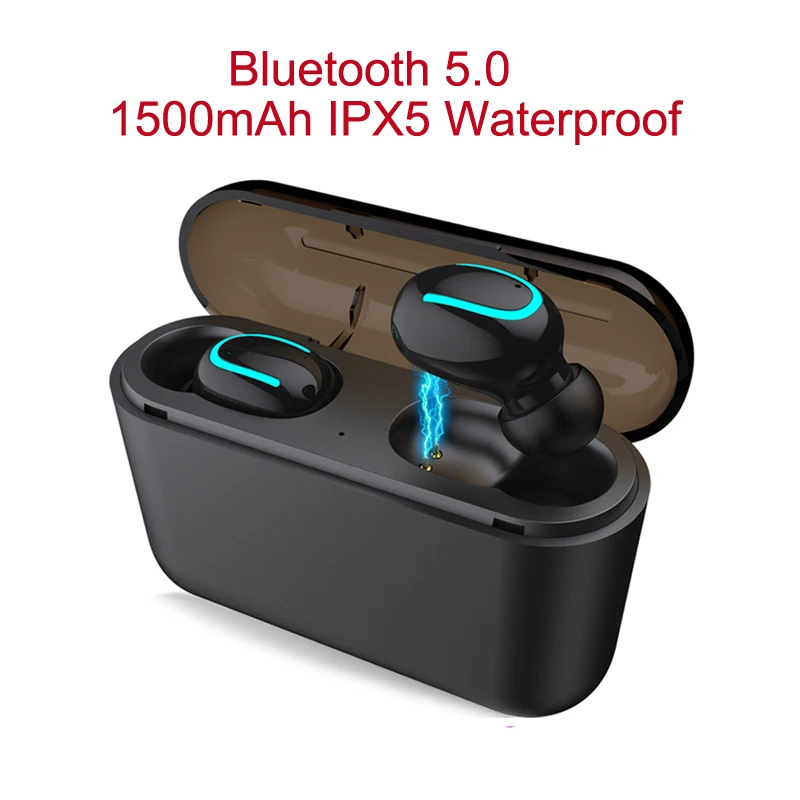 

TWS Q32 беспроводные наушники Bluetooth 5,0 мини гарнитура стерео глубокие басы Наушники с зарядным боксом 1500 мАч Power Bank