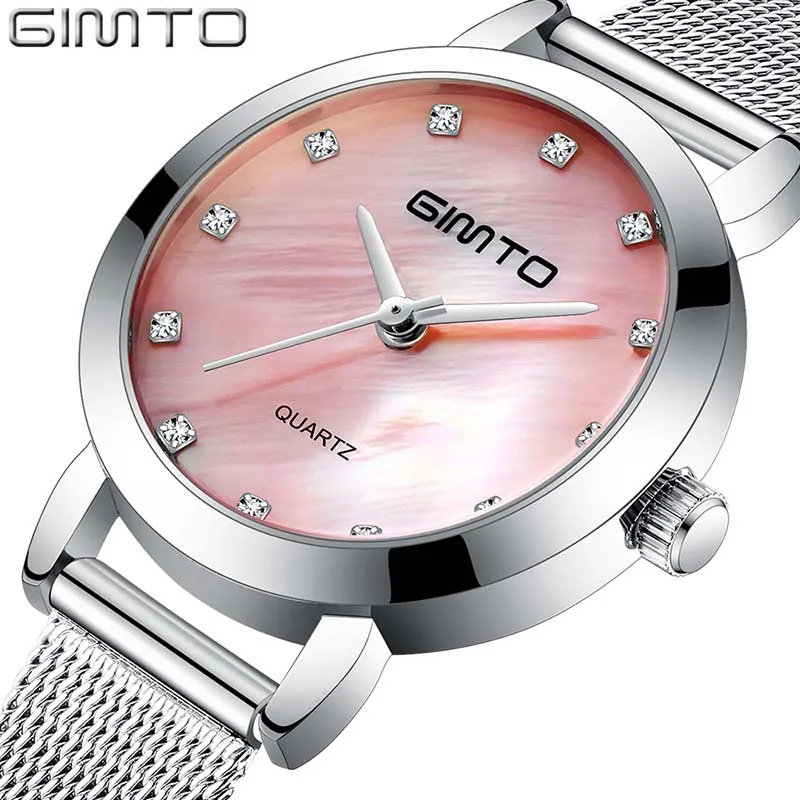 GIMTO часы для женщин со стразами кварцевые relogio feminino наручные платье модные reloj