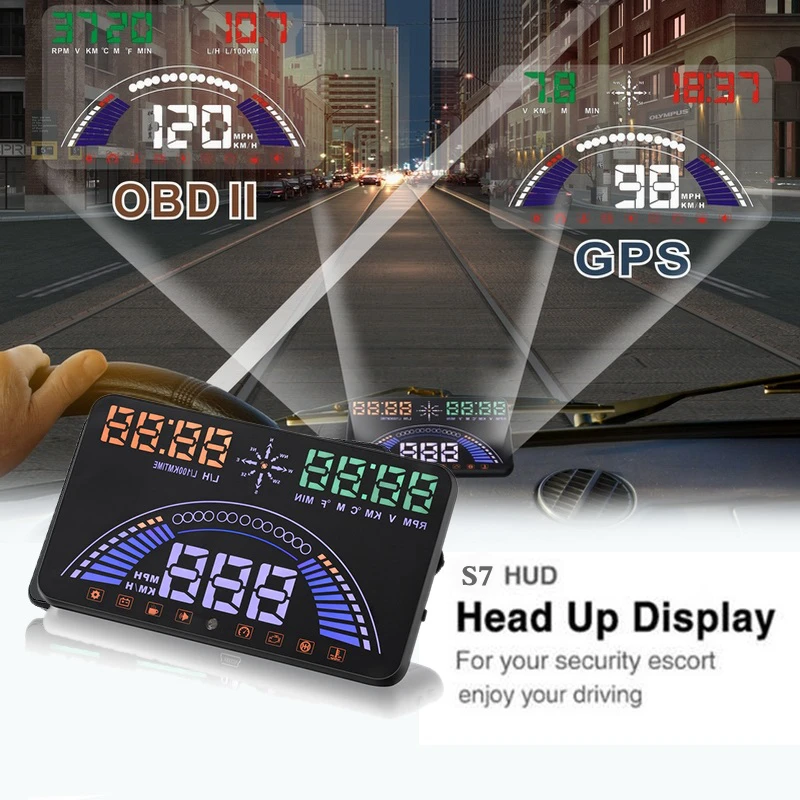S7 GPS Спидометр 5 8 &quotдюймовый экран светодиодный автомобильный HUD две системы OBDII