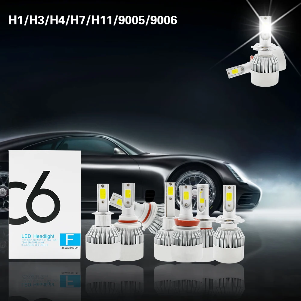 2X H7 Led H4 автомобильный головной светильник s 36W 3600LM Автомобильный светодиодный
