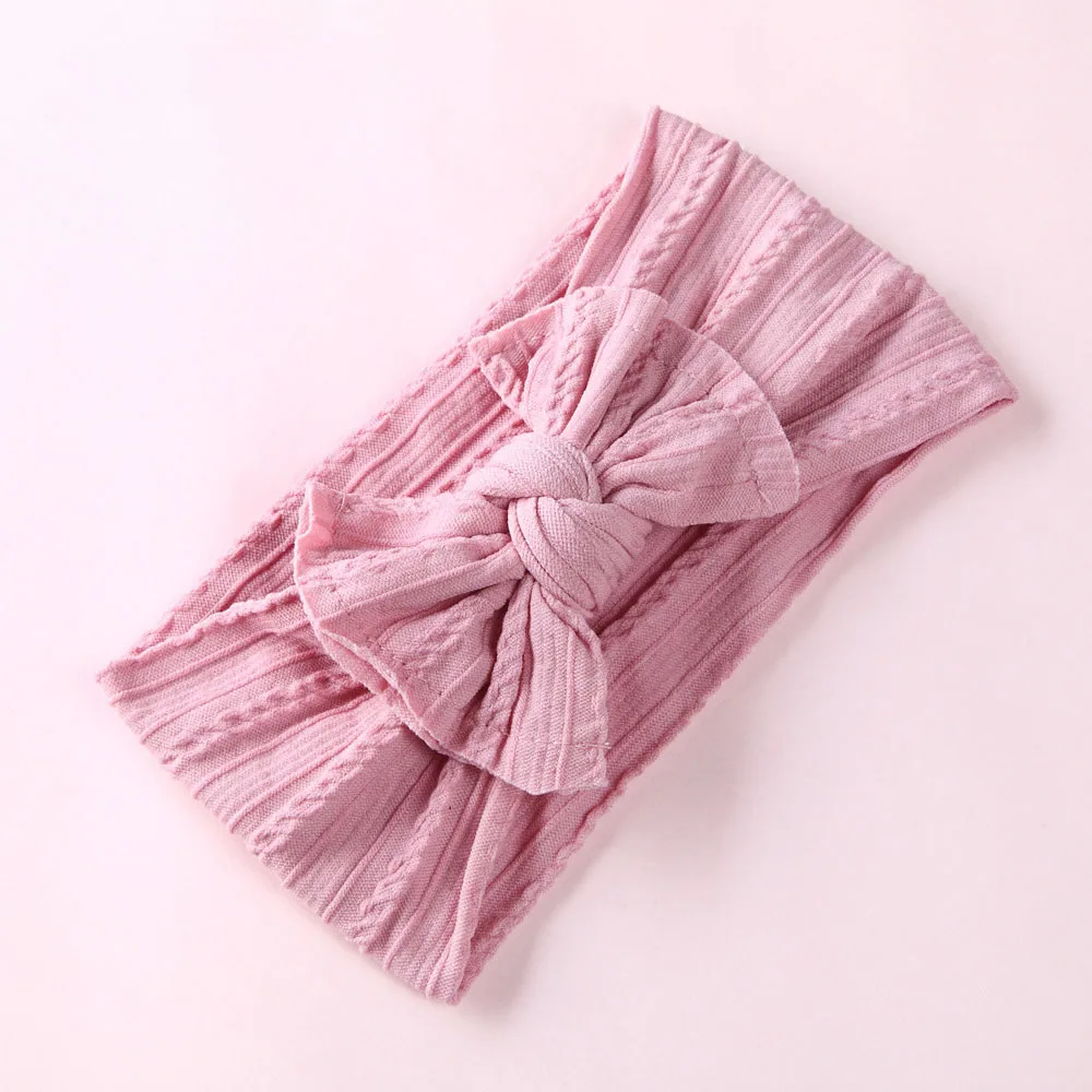 Sytle 2-Pale pink Бантик бант из нейлона повязки на голову, один размер подходит для большинства Широкий Бант из нейлона тюрбан повязка на голову мягкий тюрбан, аксессуары для волос для маленьких девочек - Цвет: Sytle 2-Pale pink