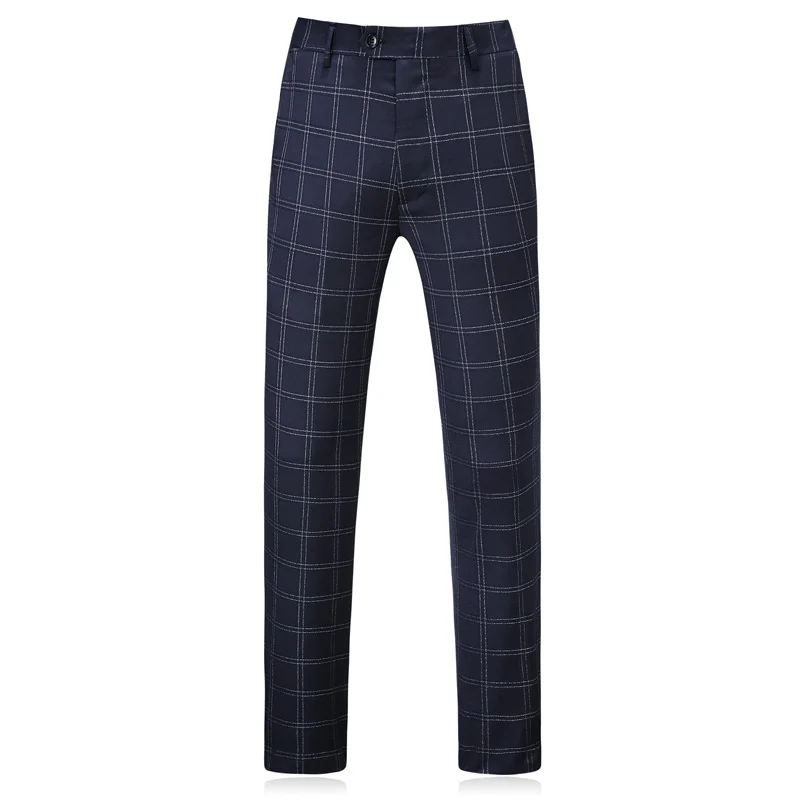 

Batmo 2018 new arrival high quality plaid Single Breasted navy blue casual suits men,men's wedding dress,plus-size S-5XL 6140