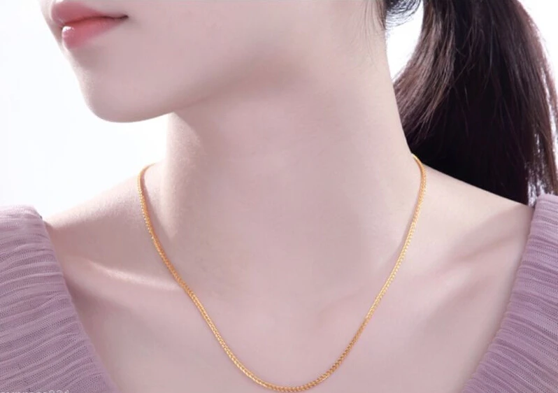 Ожерелье из чистого желтого золота 24k/совершенно новое ожерелье с цепочкой