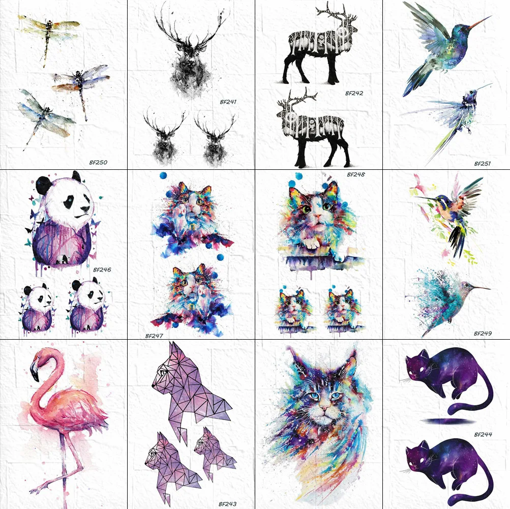 VANKIRS водостойкие кошки, Временные татуировки, наклейки для детей, тело, руки, татуировки, милая вспышка, мультфильм, шея, панда, тату, искусственный олень