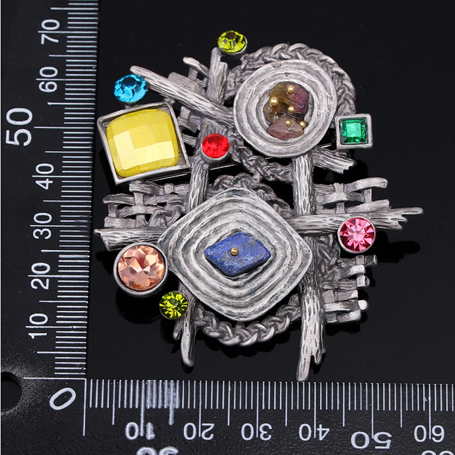 Большая металлическая брошь с натуральным камнем 10 шт. булавки модные аксессуары