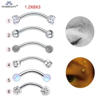 1pc 1 2x8x3mm 5 styles curved barbells eyebrow piercing opal tragus bar body jewelry stainless steel helix piercing ring