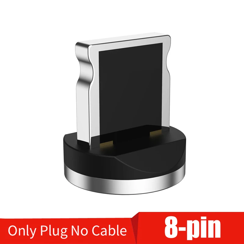 Only 8-pin plug USLION 90 градусов светодиодный магнитный кабель usb c Micro usb type C для iPhone Xs Max, кабель для быстрой зарядки, светильник, магнитное зарядное устройство, светильник-вспышка - Цвет: Only 8-pin plug