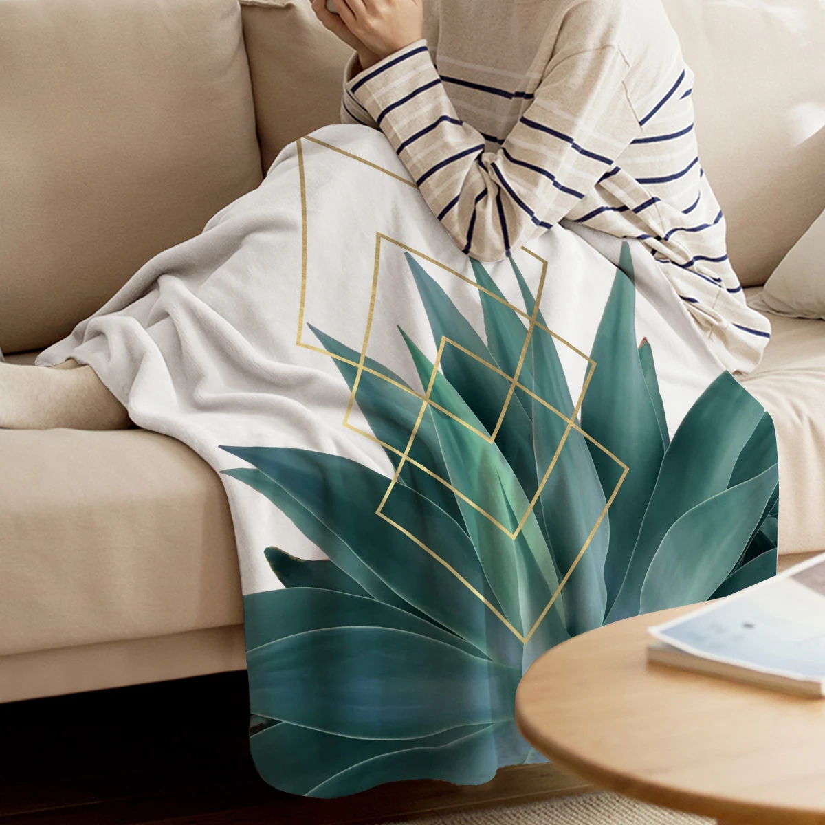Agave геометрическое одеяло теплое из микрофибры фланелевое для спальни|Одеяла| |