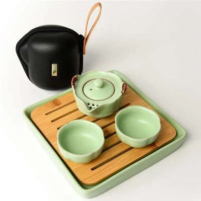 Chinese Travel Kung Fu Tea Set coffee setsCeramic Portable Teacup Porcelain Service Gaiwan Tea Cups Mug of Tea Ceremony Teapot - Цвет: Fast cup-K