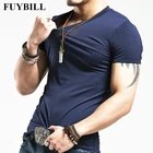 Новая брендовая одежда FuyBill, Мужская футболка с V-образным вырезом, Мужская модная футболка, Повседневная футболка для фитнеса, женская футболка, бесплатная доставка