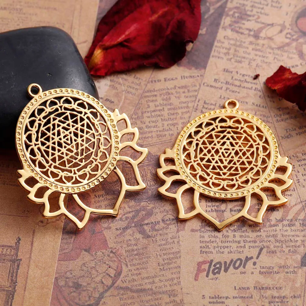 Подвески для медитации Sri Yantra серебристые с цветком лотоса самостоятельного