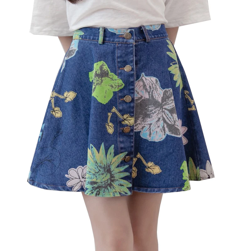 Новый летний слово джинсовые юбки женские Мода 2017 г. Высокая Талия универсальные