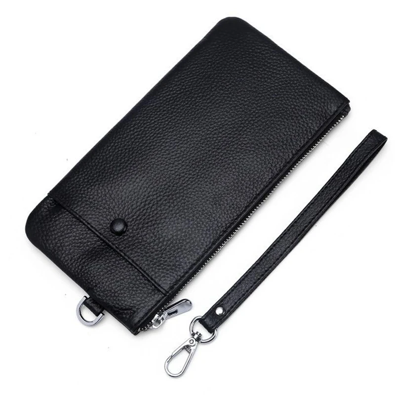 Тонкий мягкий длинный кошелек на молнии для мужчин и женщин винтажный бумажник