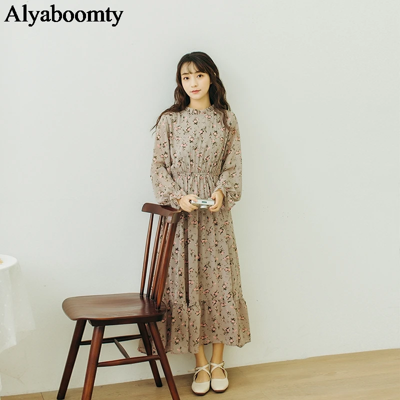 Весенне летнее женское длинное платье феи корейское шикарное Mori Girl с милым