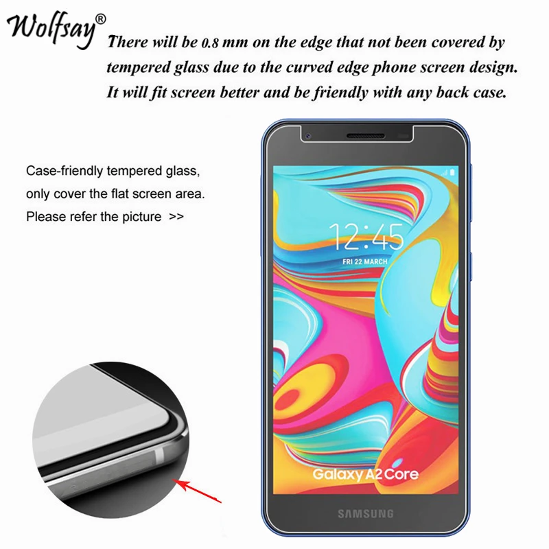 Protector de pantalla de vidrio templado para Samsung Galaxy A2 Core, pel&iacute;cula de tel&eacute;fono para Samsung Galaxy A2 Core, 2 uds.-1