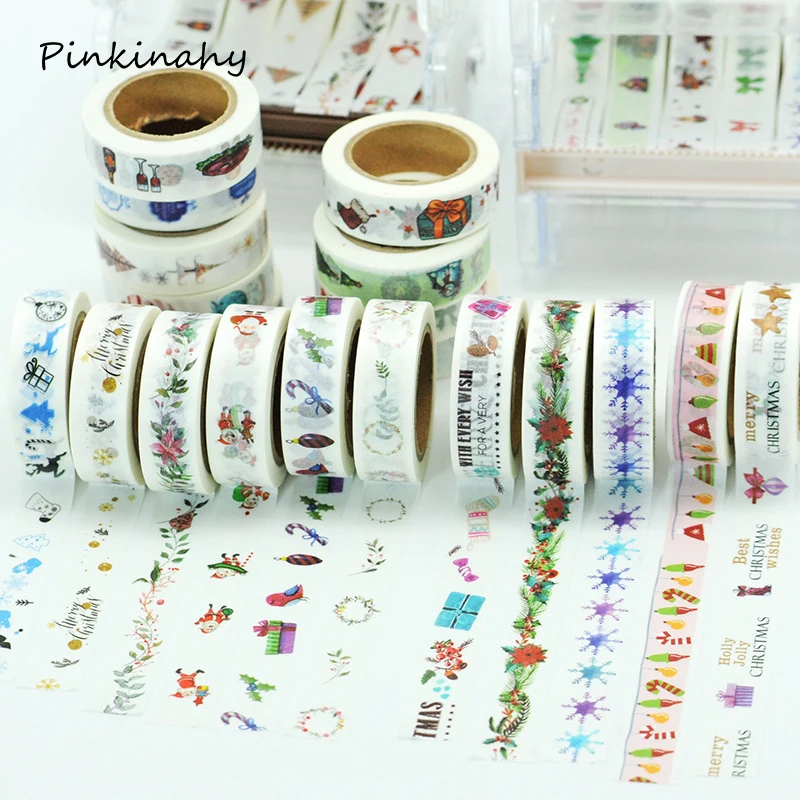 1 шт. 10 м клейкая лента Рождественский и цветочный узор печать Скрапбукинг Сделай