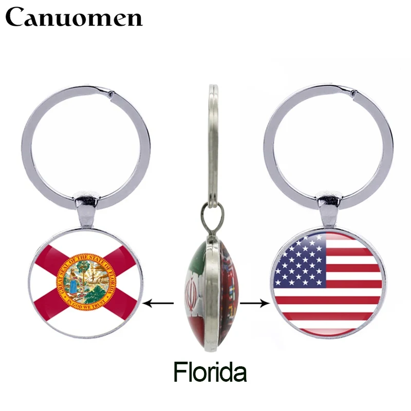 Canuomen Virginia State брелок для ключей флаг Florida Vermont Washington США 50 стеклянный