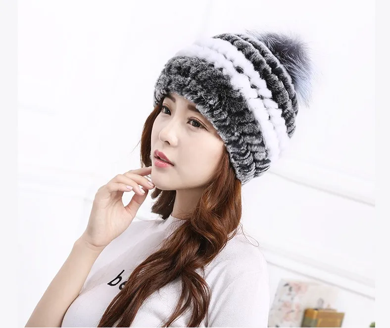 Женская шерстяная шапка из меха кролика рекс | Аксессуары для одежды