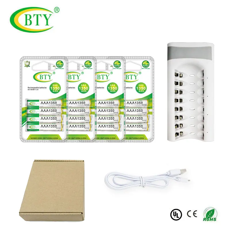 BTY зарядное устройство 8 слотов Интеллектуальный USB вход для AA/AAA NiCd NiMh