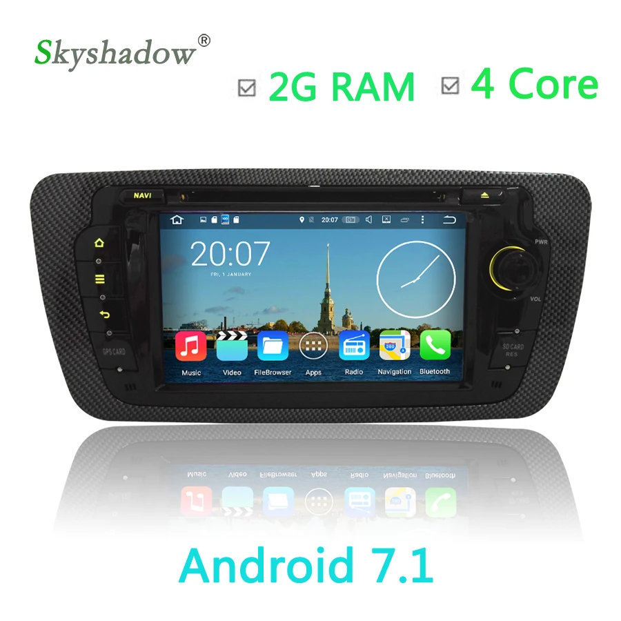 Ips Android 7 1 2G ram автомобильный dvd плеер Bluetooth Wifi gps карта RDS радио для VW Seat Ibiza 2009 2010 2011