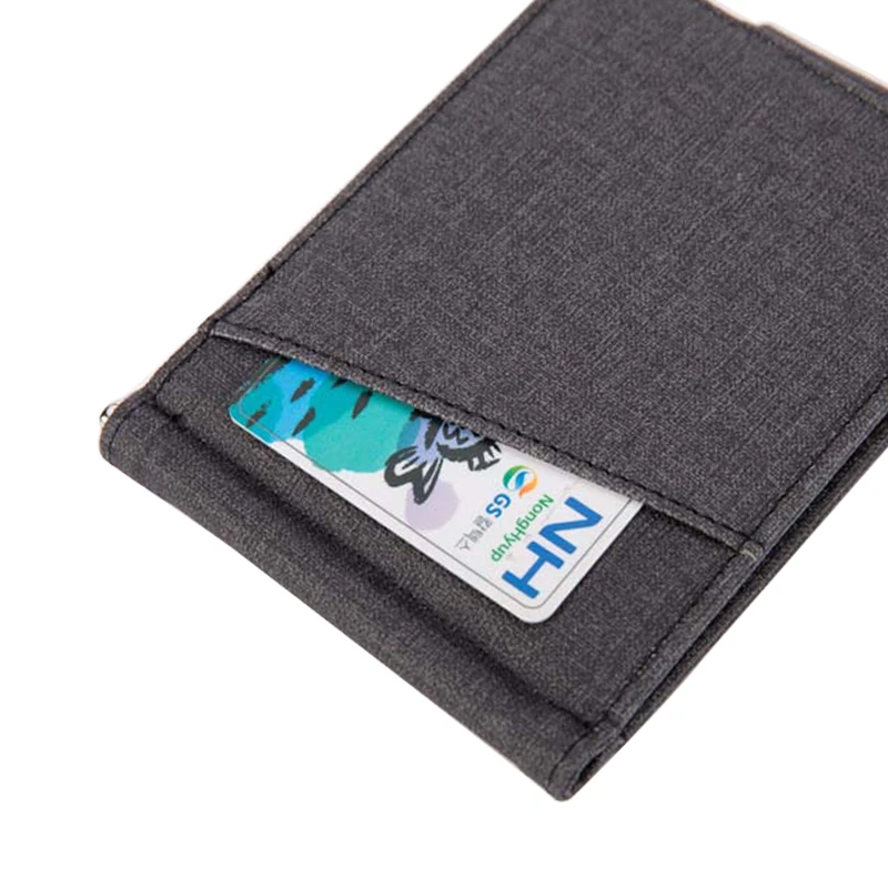 Dark gray Повседневный мужской кошелек с зажимом для денег, короткий деловой двойной кошелек, Холщовый однотонный дизайнерский клатч, кошельки, мужской кошелек, держатель для кредитных карт, чехол - Цвет: Dark gray