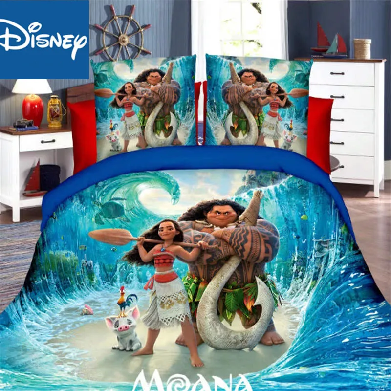 vender Disney único Tamanho Conjunto De Cama Para Crianças Decoração Da Cama Twin Capas Edredon Colcha Lençol 3pcs Casa Têxtil Moana Promoção
