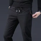 2019 облегающие повседневные брюки, мужские спортивные брюки в Корейском стиле, облегающие прямые мужские брюки, модные повседневные мужские черные брюки