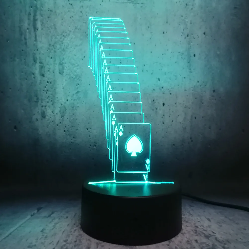 Креативная 3D светодиодная USB лампа для покера игральная карта волшебник